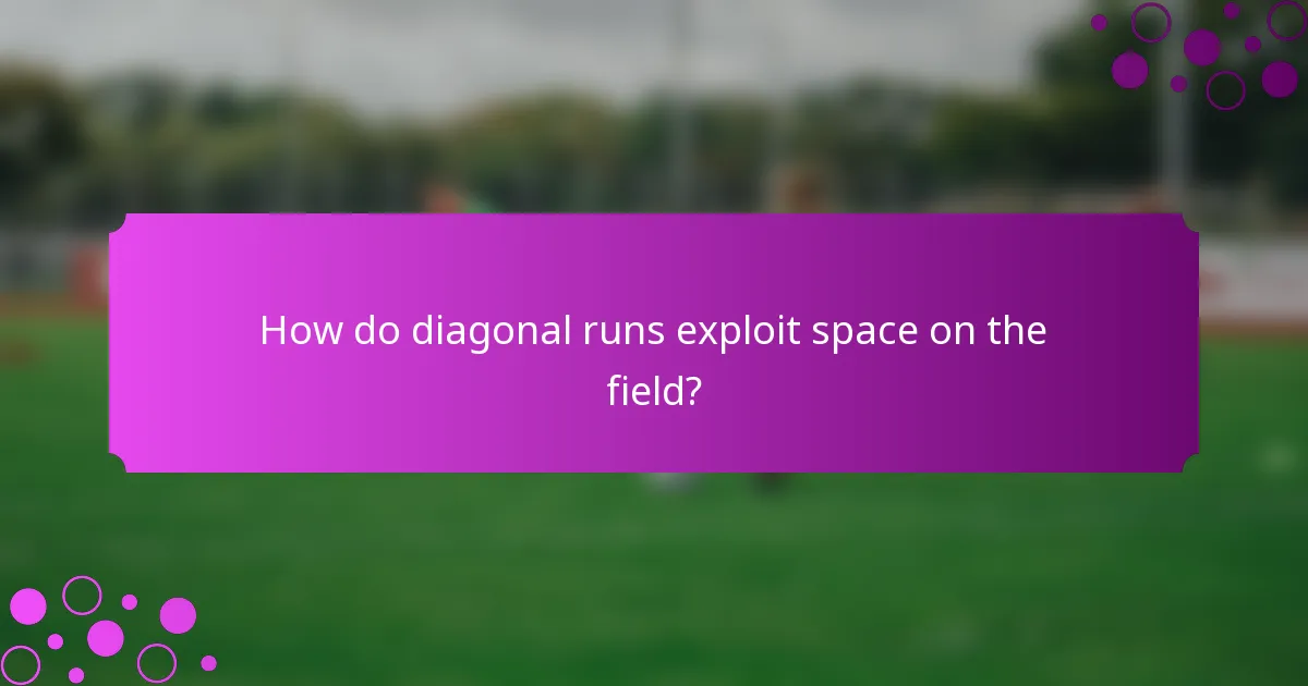How do diagonal runs exploit space on the field?