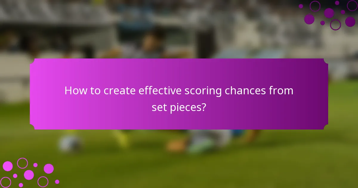 How to create effective scoring chances from set pieces?